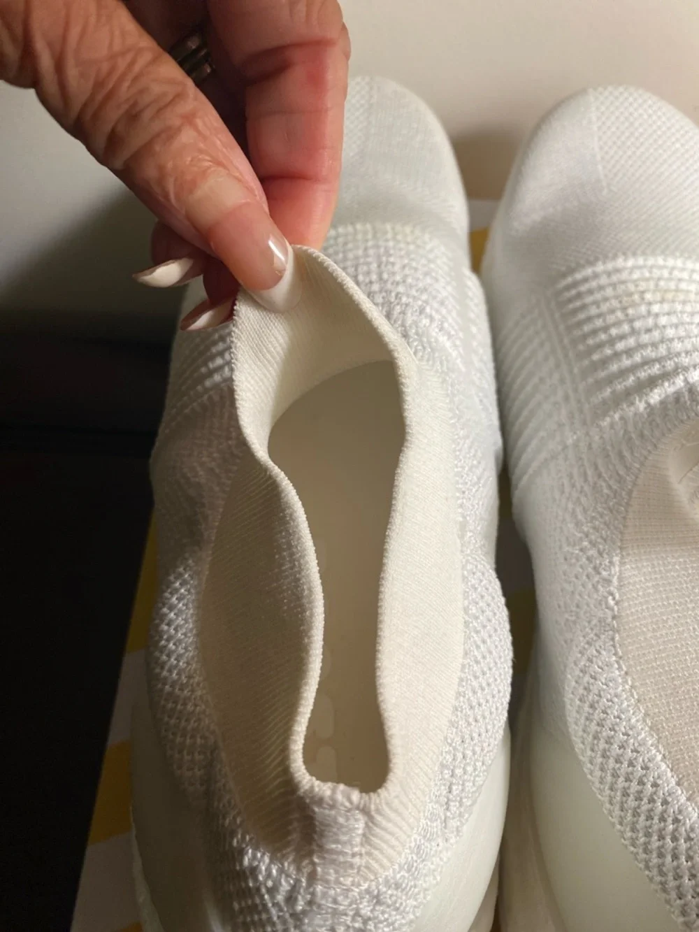 adidas White Slip-On Knit Ribbed Sneakers. Ultra Boost - Picture 7 of 11